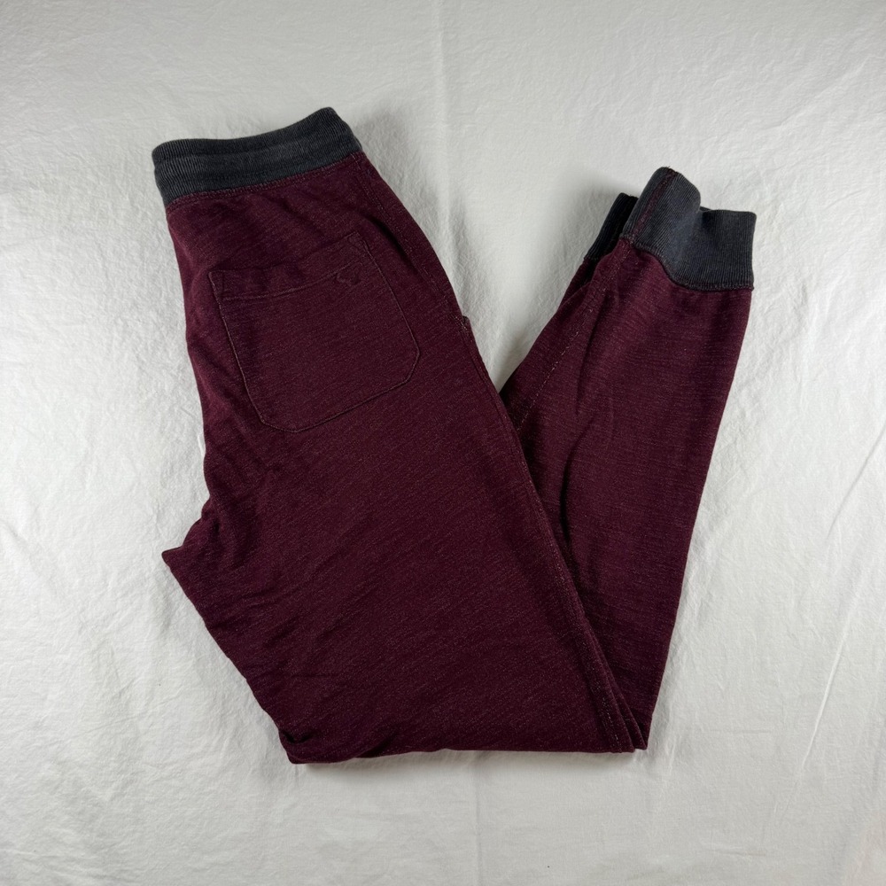 American Eagle Men's Size S Burgundy Drawstring Cuffed Heathered Joggers